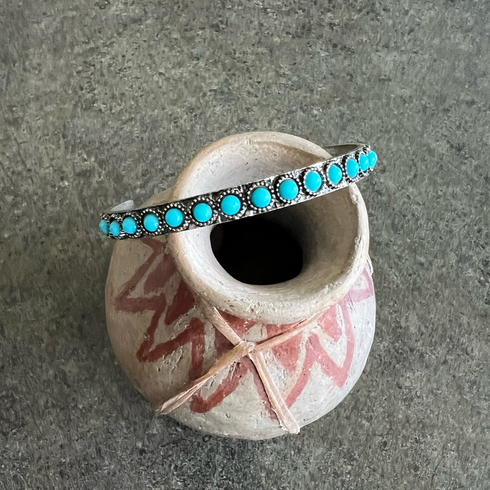 Faux Silver & Turquoise Bangle Bracelet